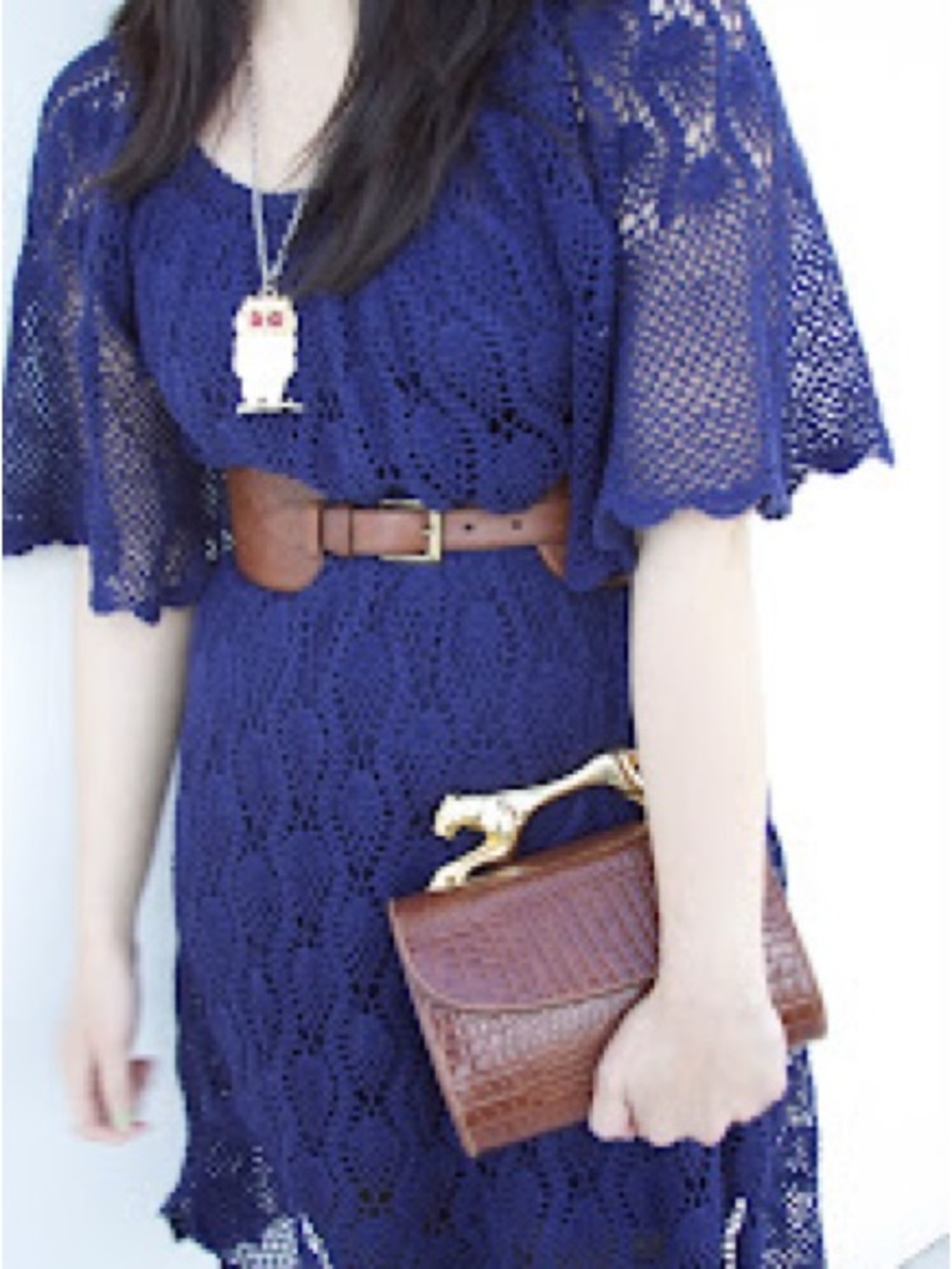 Betsy Johnson Crochet Boho Flutter Sleeve Dress